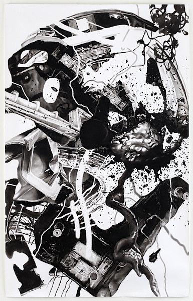 Peter Hock: 2017, Reißkohle auf Papier, 240 x 150cm

